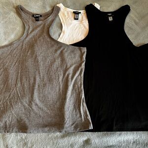 Express Women's Tank Tops - Gray, White, and Black